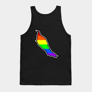 Denman Island Silhouette - Pride Flag - Bright Rainbow Colours - Denman Island Tank Top